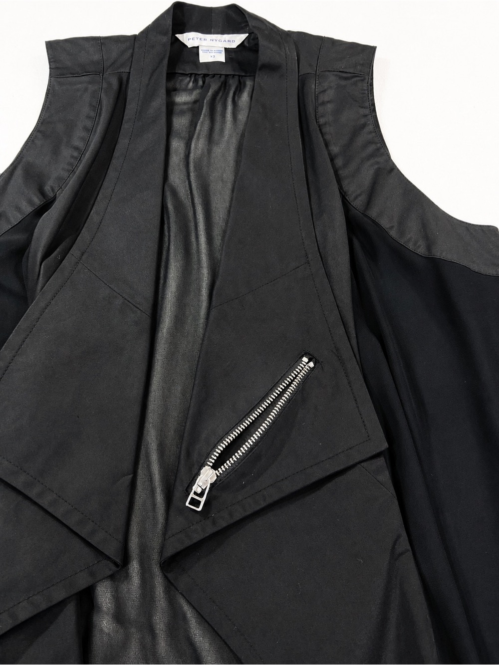 Peter Nygård Black Sheer Chiffon Waterfall Vest Size 12 NWT - Picture 6 of 9